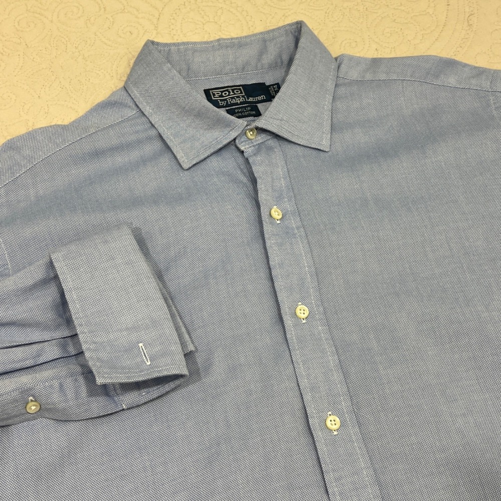 Polo Ralph Lauren Philip‎ Mens 17-34 Light Blue Cotton Dress Shirt